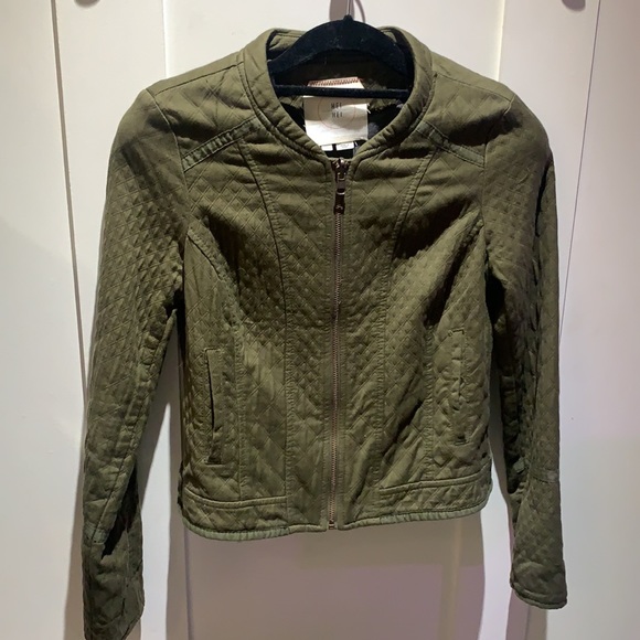 Anthropologie XS quilted army green jacket - Picture 2 of 6
